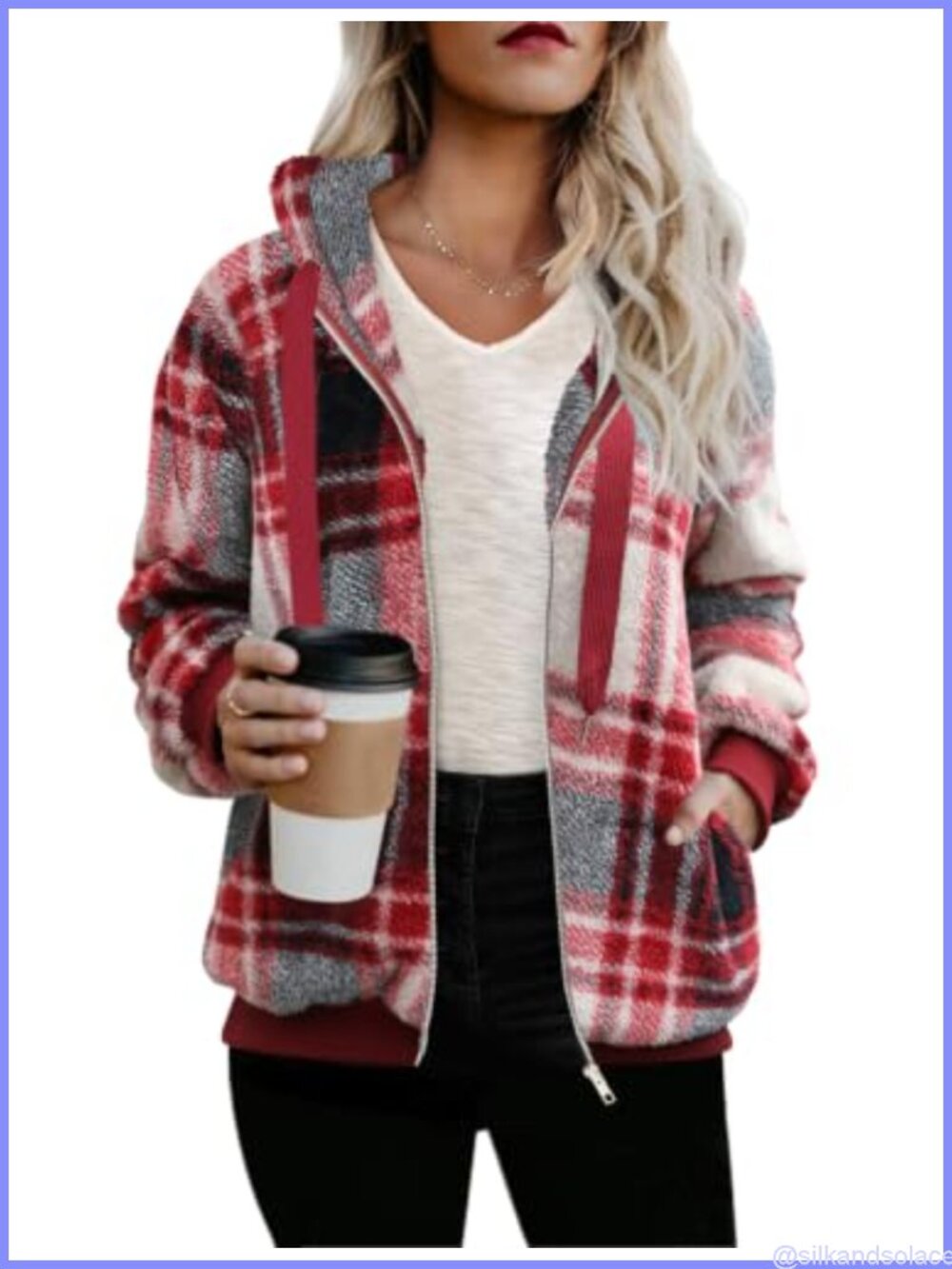 Womens Sherpa Fleece Jacket Oversized Fuzzy Zip Up Hoodie